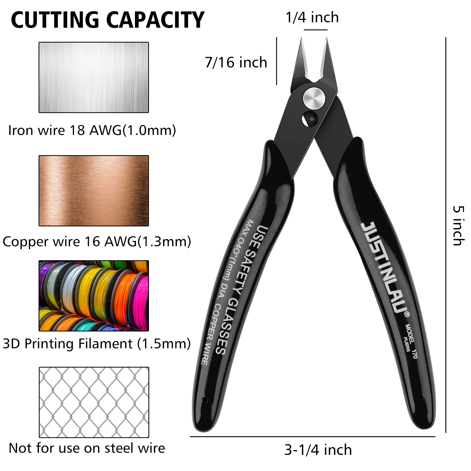 2Pcs 5 inch Small Flush Cutters Wire Snips Clippers Diagonal Cutters, Wire Cutter Soft Copper Wire Snips and Side Cutting Pliers for Electronic, Model, Jewelry Making (black)
