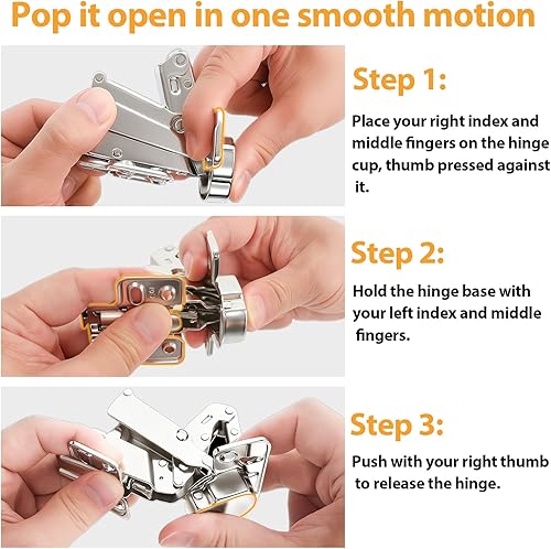 Miniatura 10 de TamBee Armario de esquina de 45 grados, bisagras interiores de gabinete de cocina, puerta plegable de esquina, bisagra de puerta de acero inoxidable