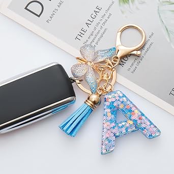 CHUQING Keyring Letter Girl Keyring with Initial Letter Keychain with Butterfly for Women
