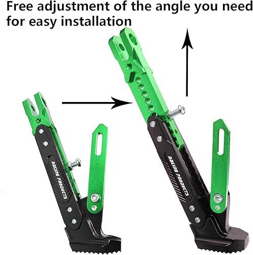 Miniatura 6 de Soporte universal para motocicleta, soporte lateral ajustable para motocicleta eléctrica, soporte lateral (verde)