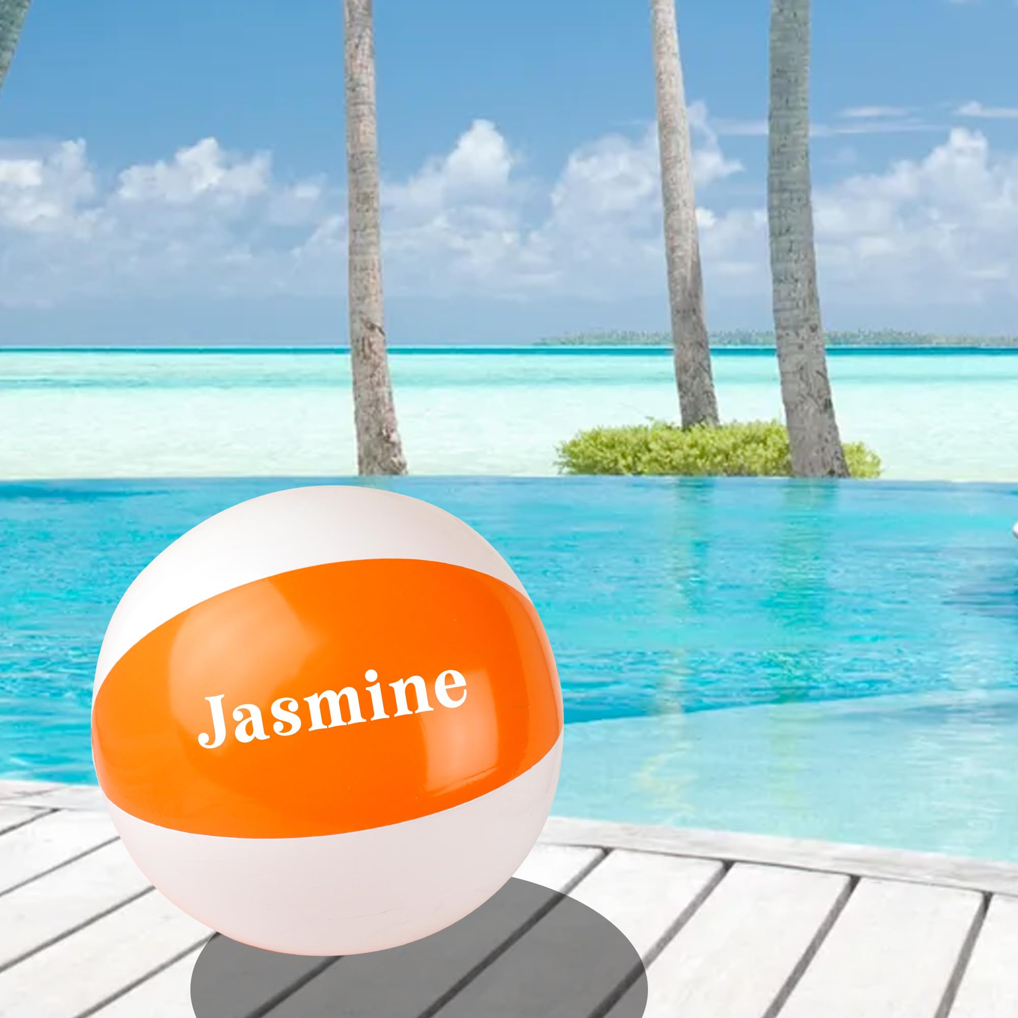 eBuyGB Personalised Vinyl 9" Inflatable Orange Beach Ball Pool Party Garden Toy Holiday Abroad Swimming Accessory Beach Gift - Custom Name (Pack of 15)
