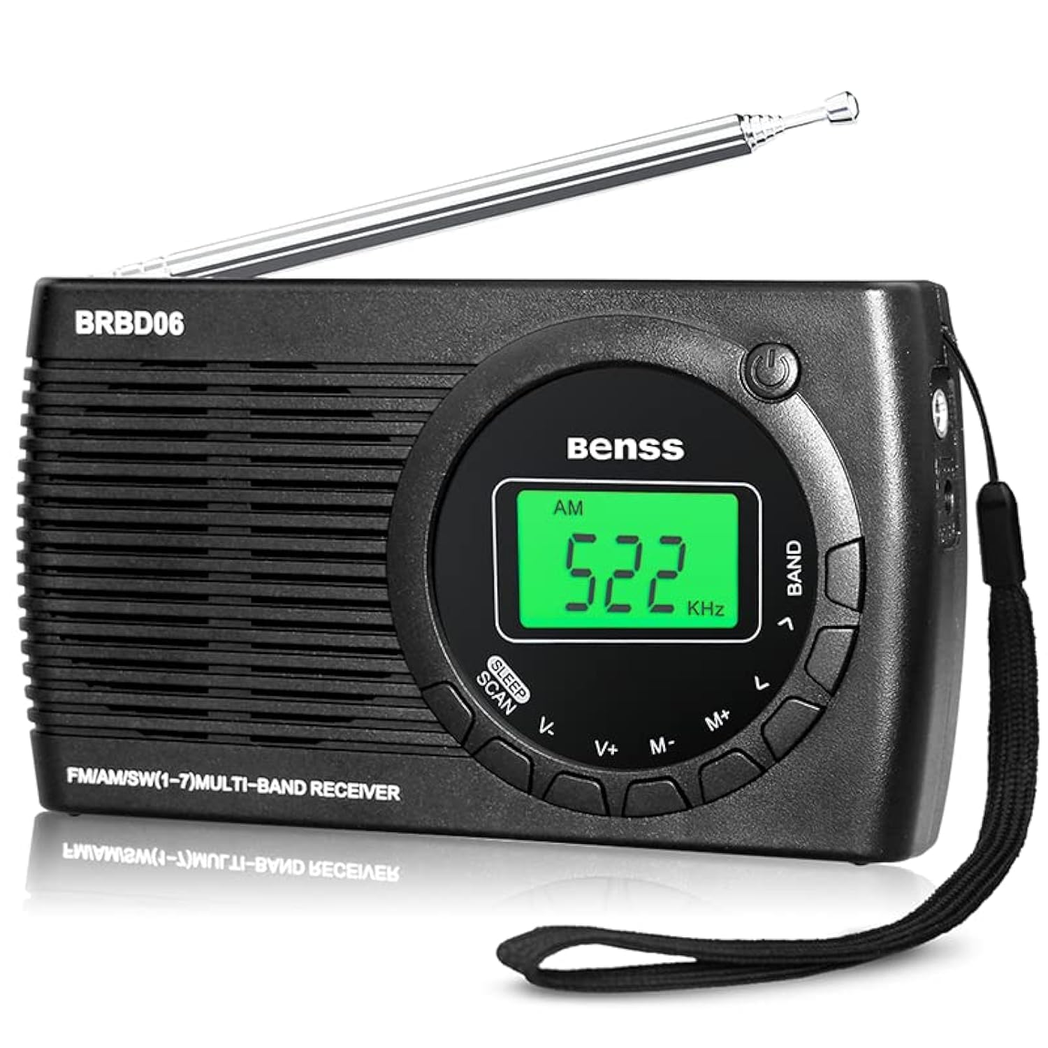 Benss Small Radio Battery Operated FM/AM/SW, Portable Radios with Screen Display/Headphone Jack/Alarm Clock, Mini Transistor Radio with AA Battery Operated for Hiking and Camping