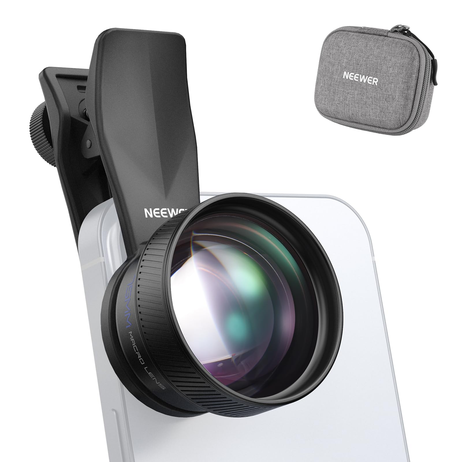 NEEWER 75mm Macro Phone Camera Lens with 17mm Threaded Lens Clip, 3X Magnification, 5 Elements in 5 Groups for Backplate, Phone Cage, Case Compatible with iPhone Samsung Android, LS-73