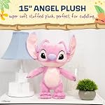Jouet en peluche doux et câlin Lilo & Stitch Angel de Disney Kids Preferred pour garçons et filles tout-petits, cadeau pour enfants, ange rose de 16 pouces.
