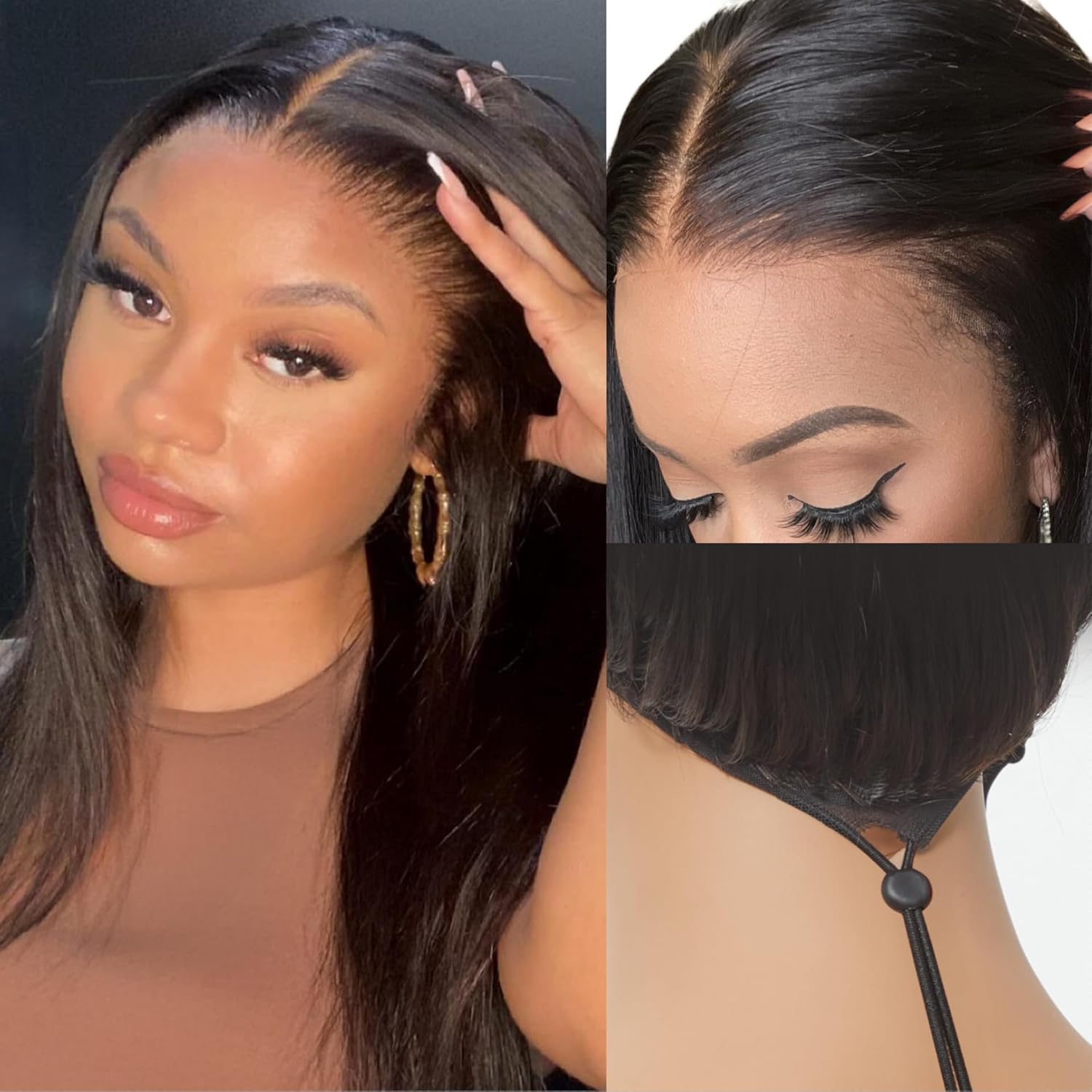 LUVME HAIR Flexi-Fit Invisi Drawstring Wig 13×4 Lace Wig PreMax Lace Wigs Silky Straight Lace Front Wigs Human Hair Pre Cut Plucked Lace Frontal 18 Inches Natural Black LUVME HAIR Flexi-Fit Invisi Drawstring Wig 13×4 Lace Wig PreMax Lace Wigs Silky Straight Lace Front Wigs Human Hair Pre Cut Plucked Lace Frontal 18 Inches Natural Black