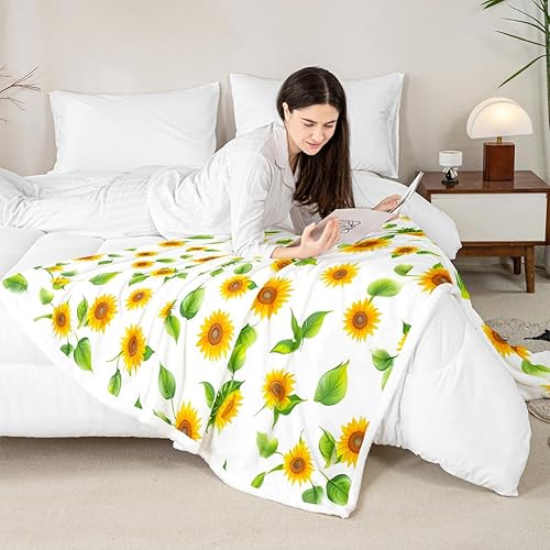 Miniatura 102 de Manfei Pink Flower Throw Blanket Watercolor Floral Leaves Print Fleece Blanket Plants Wildflower Cozy Throws for Bed Couch Sofa,Kids Boys Girls Room