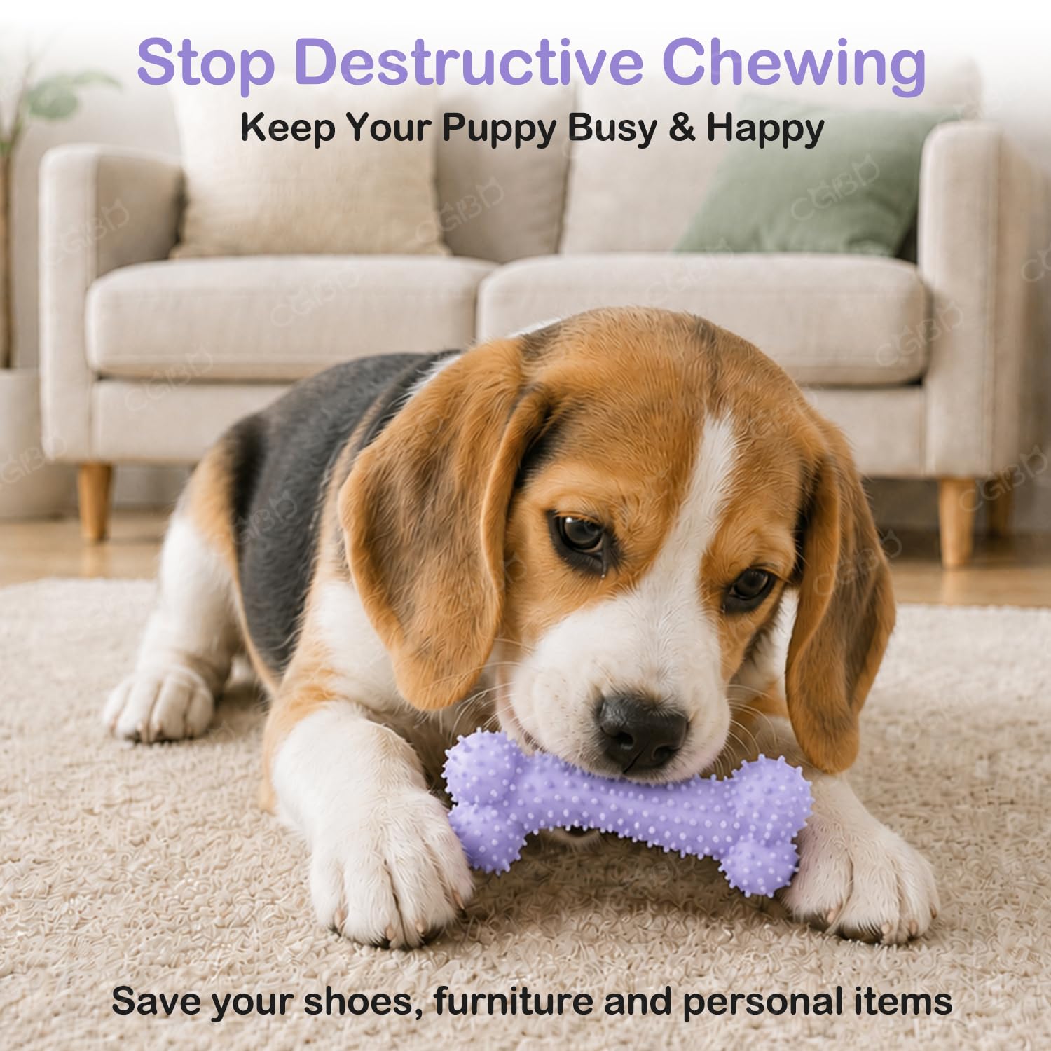 Juguetes para Cachorros, Paquete de 6 Juguetes masticables para dentición de Cachorros, Lindos Juguetes morados para Cachorros de Raza pequeña, Juguetes de dentición para Limpiar los Dientes al