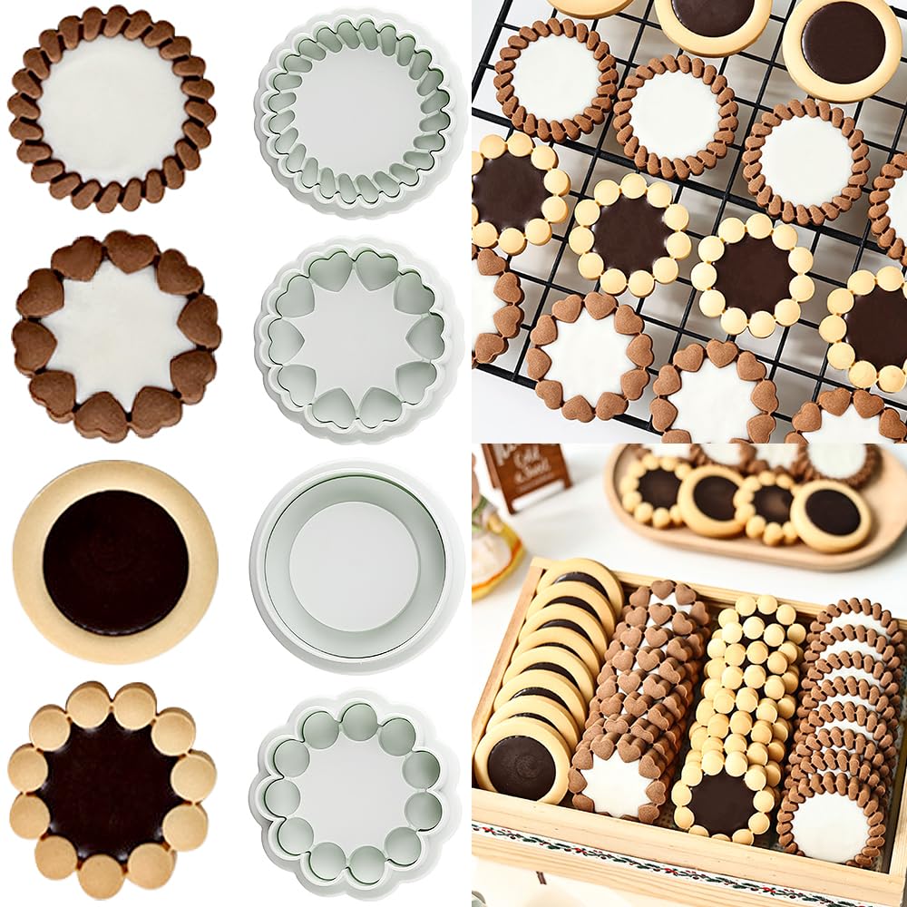 RUIYDZ Juego de 4 cortadores de galletas de plástico 3D para hornear, cortadores de galletas de sándwich de chocolate, cortadores de galletas de mermelada, moldes de fondant