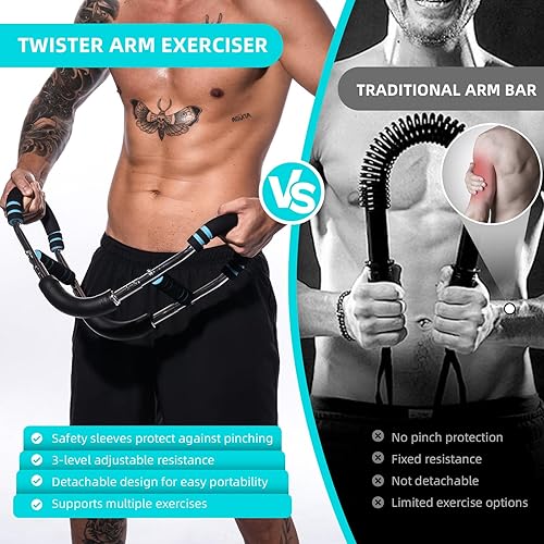 Miniatura 5 de Entrenador profesional de brazo Twister, equipo de entrenamiento de pecho ajustable de 60 a 100 libras para hombres, diseño desmontable portátil