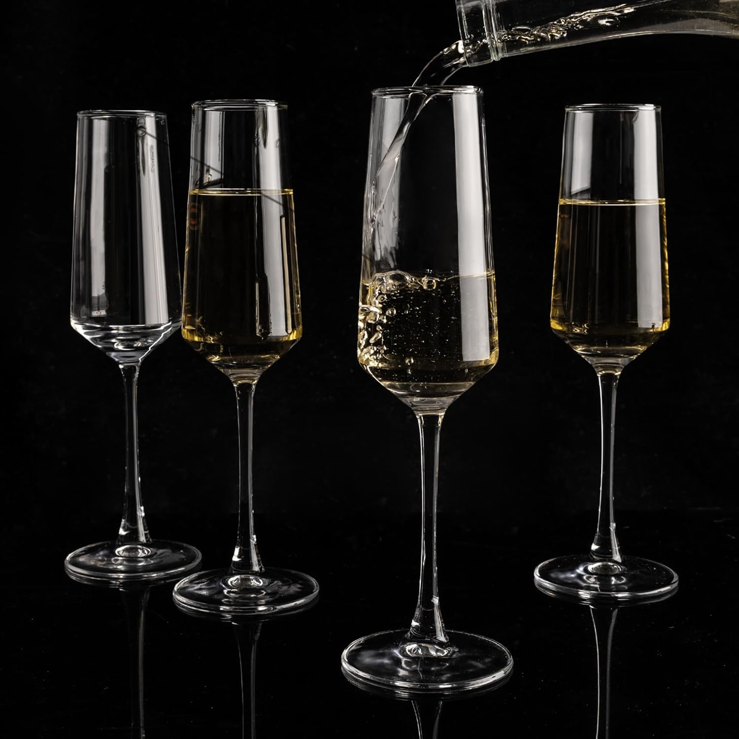 YANGNAY Champagne Flutes Set of 12, 7.5 oz Stemmed Champagne Glasses, Sparkling Wine Glasses for Party, Clear - Image 7