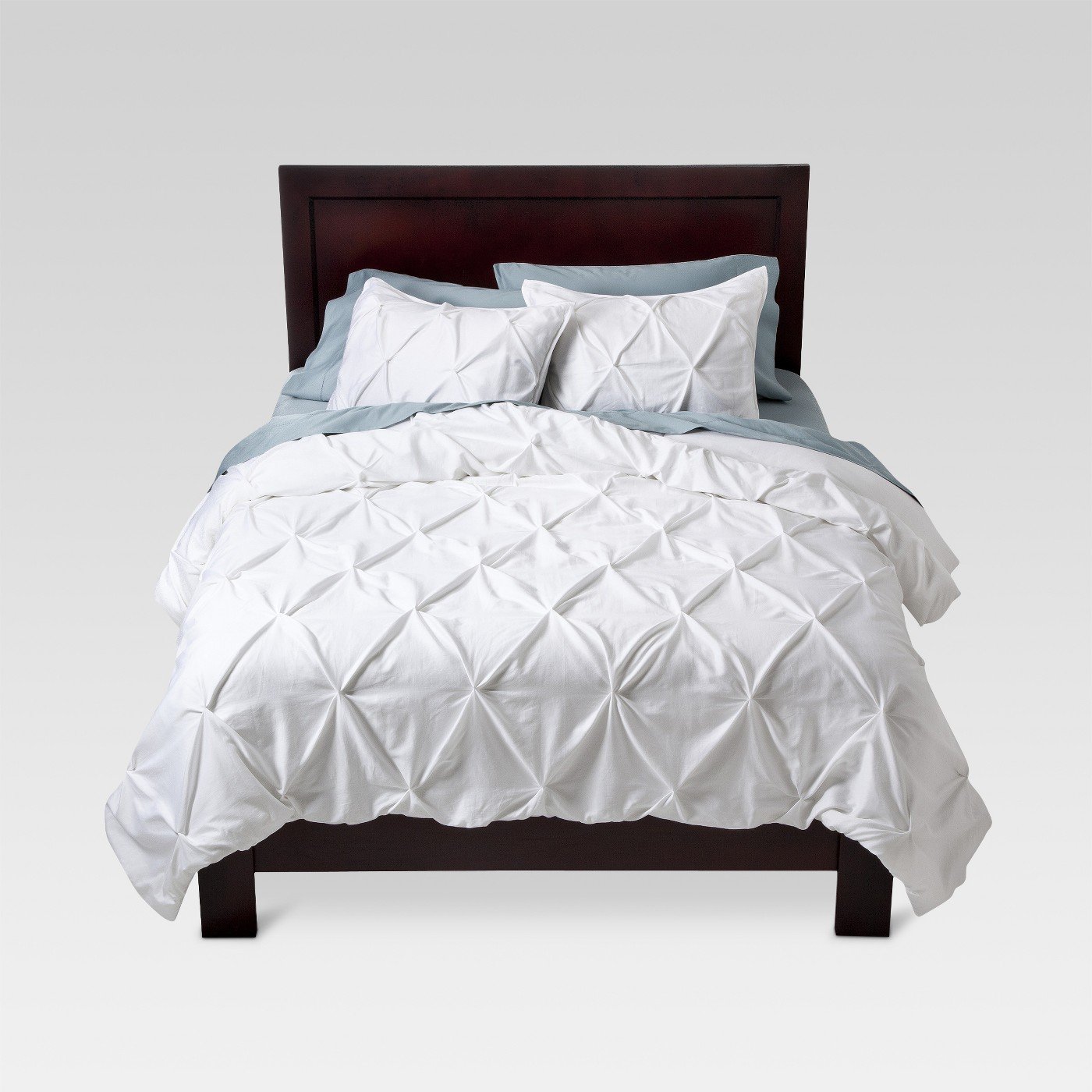 Pinched Pleat Duvet Cover Cover Set - White (King)