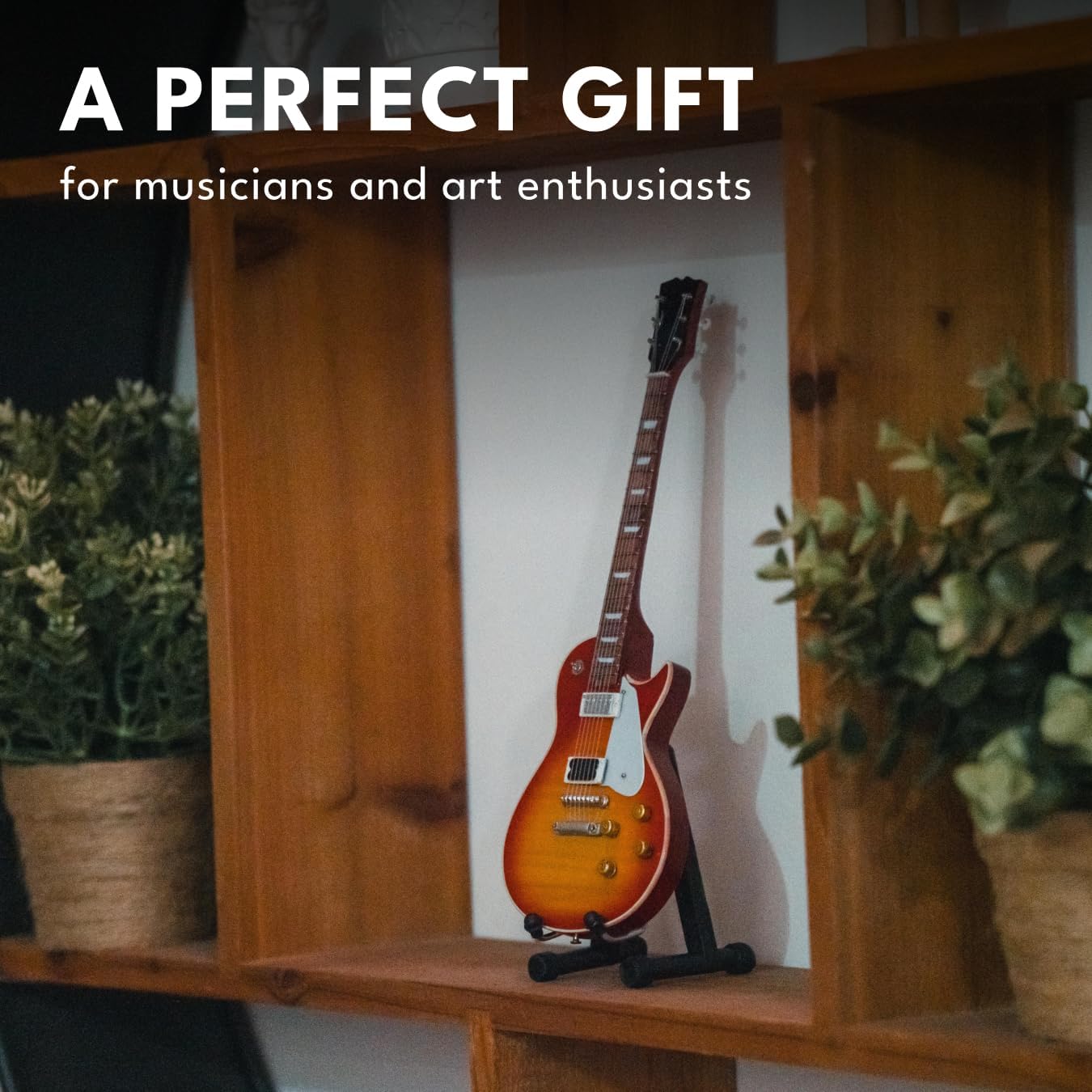 Jimmy Page Miniature Guitar Replica - 10 Inch Orange Les Paul Miniature Replica Guitar with Stand for Desk, for Rock and Roll Lovers and Eric Clapton Fans - Hand Painted, Solid Mahogany Wood
