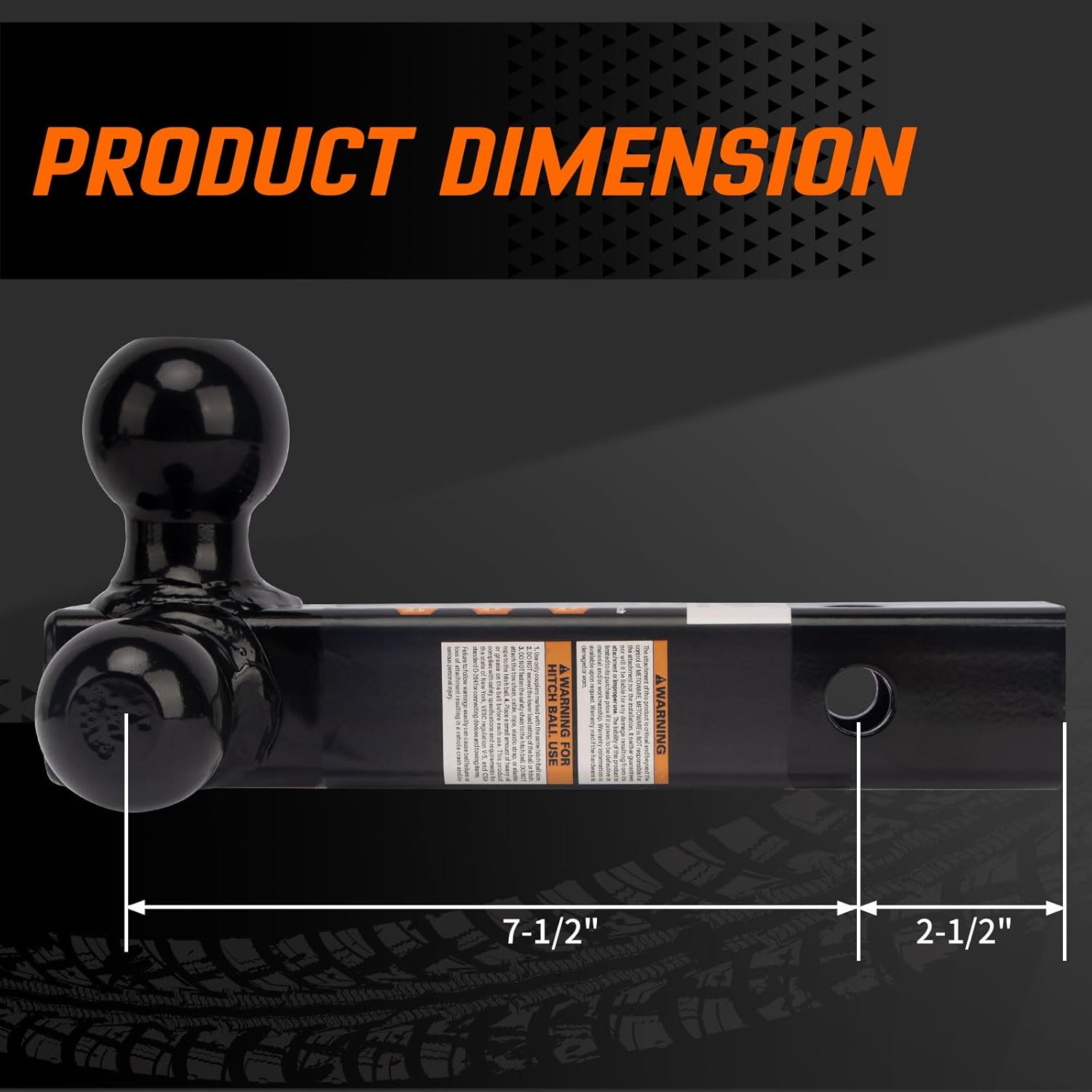 METOWARE Trailer Hitch Tri Ball Mount with 5/8" Hitch Lock, 1-7/8 Inch, 2 Inch and 2-5/16 Inch Tri Ball Hitch Fit 2 Inch Receiver, Hollow Shank Tow Hitch, Black - Image 4