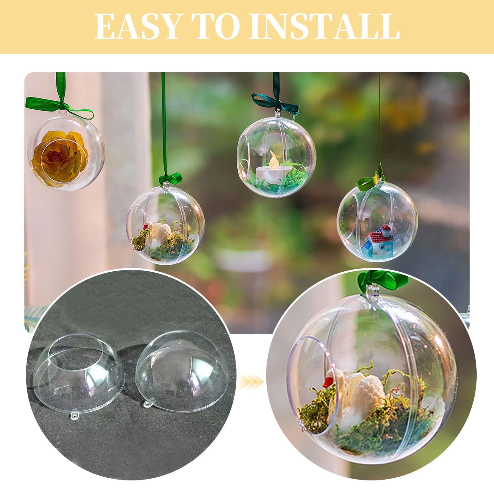 Romadedi Portacandele Acrilico Trasparente Per Tealight LED, 20 Pezzi: Sfere Decorativi Fai-da-te Per Matrimoni E Natale