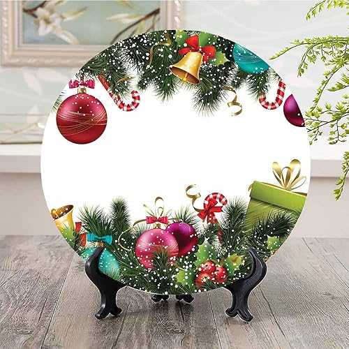 Miniatura 2 de Platos de cerámica, platos de cerámica decorativos de Navidad, decoración de felicitación de Año Nuevo con acebo, 6 pulgadas, para comedor, fiestas,