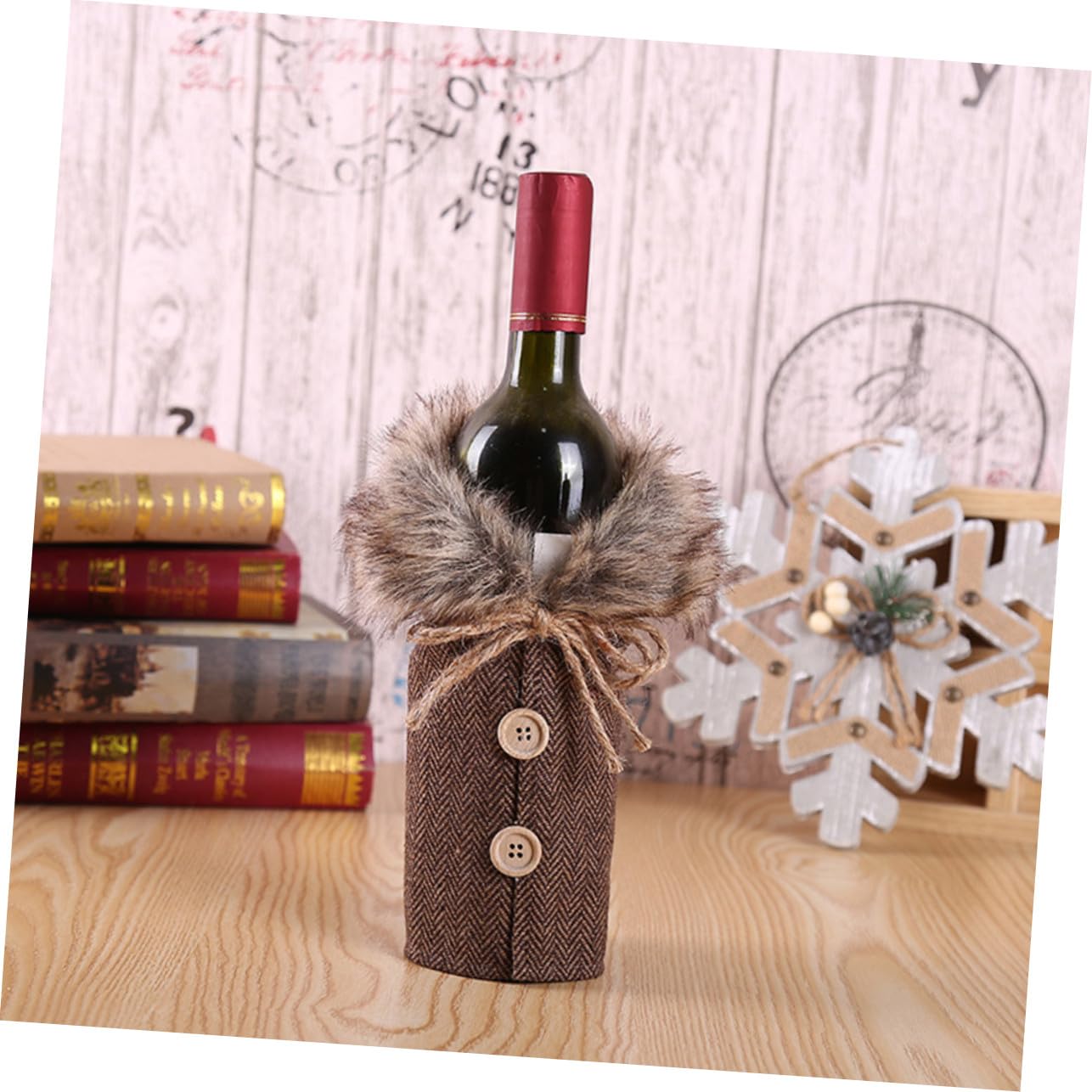 2pièces Housse de Bouteille de Vin pour Noël Décoration de Fête Pochette pour Bouteille de Vin Cadeau de Fête