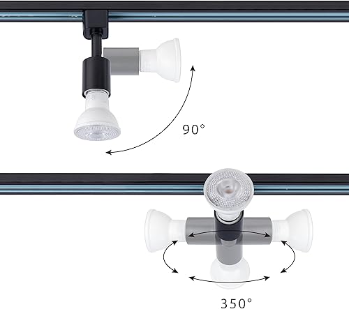 Miniatura 5 de mirrea H Type Track Lighting Head to E26 Adaptador de base de tornillo mediano Dirección de luz ajustable Paquete de 12 (negro)