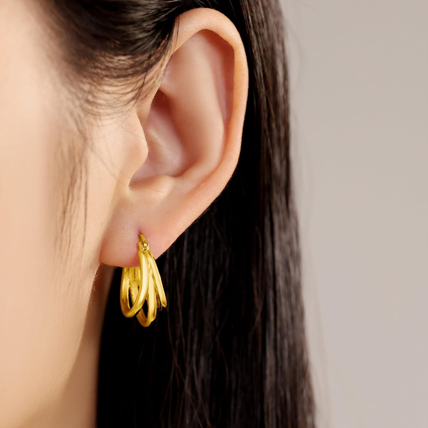 Silver 18K Gold Plated Women's Earrings Hypoallergenic Small Hoops,Dainty Trendy Jewelry Gift,0.59inches image 5