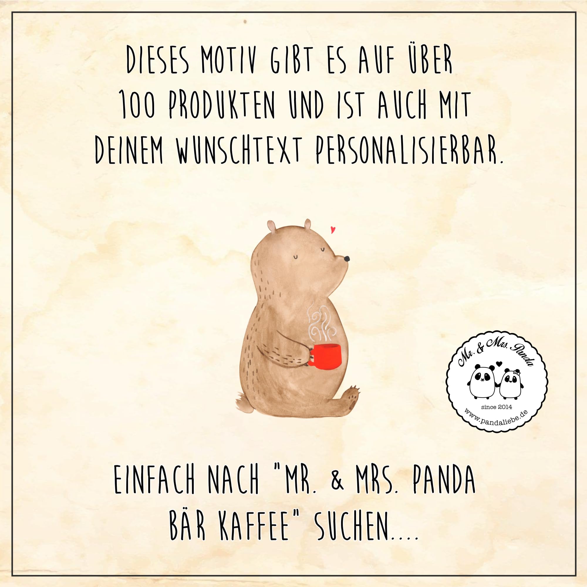 Mr. & Mrs. Panda Fussmatte personalisiert Bär Kaffee 40 x 60 cm - Personalisierte Geschenke, Fußmatte mit Name, Guten Morgen, personalisierbar, Teddy, Namen, Bären, Coffee, Motivation
