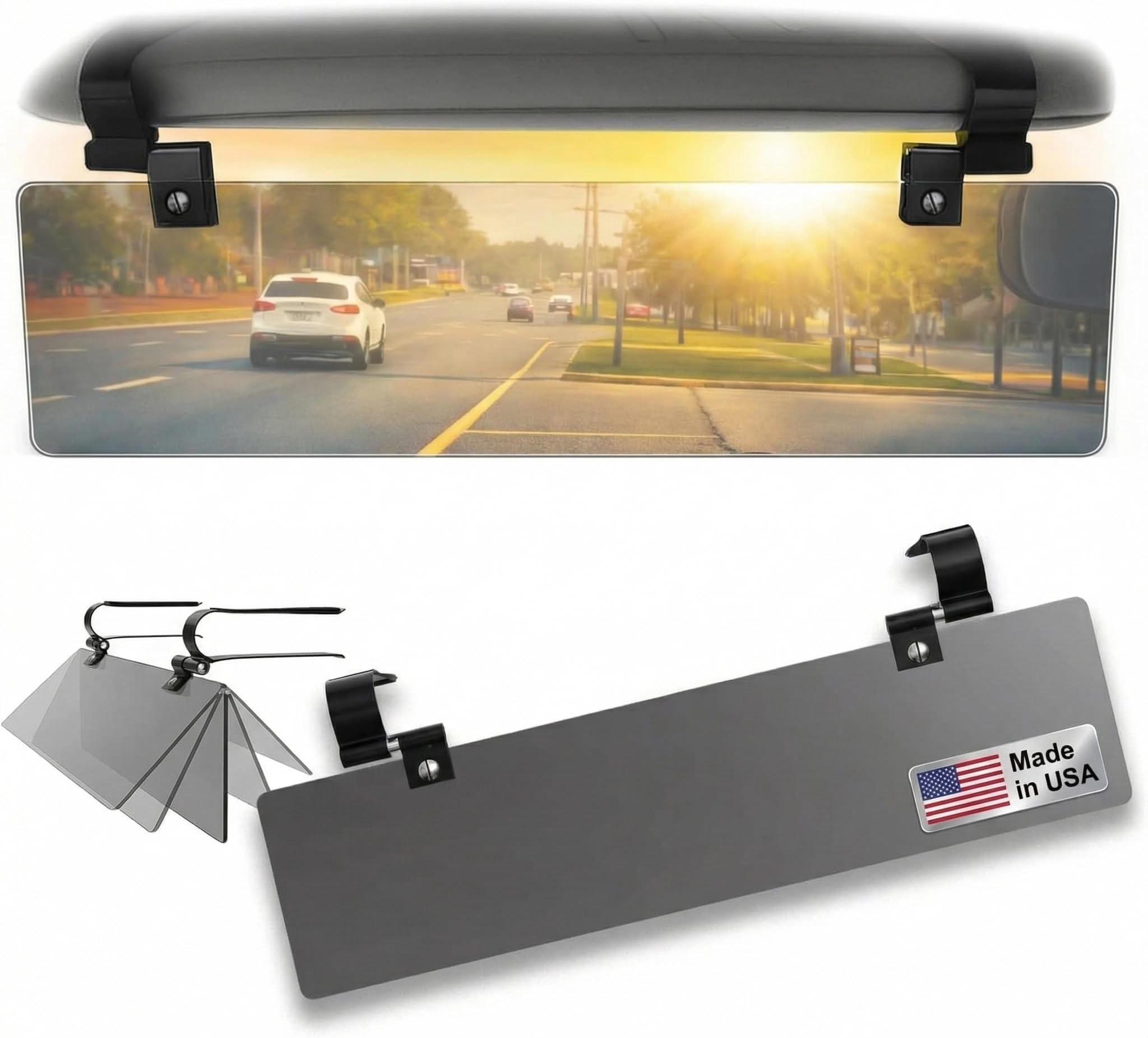 GLARE GUARD G Polarized Car Visor Extender | Anti- Sun Visor Extender Protects from Sun/UV Rays & Improves Safety | Universal 14" x 3.25" Size Fits Cars, Trucks, SUVs & RVs | Made in USA