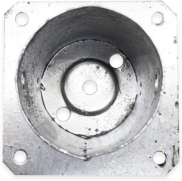 DOJA Barcelona | Anclaje Poste Redondo | PACK 4 | 81x150x150mm | Acero Galvanizado | Soporte Redondo para Poste con Base Atornillable | Soporte Postes de Madera, Vallas para Jardin, Barra Cortinas - 4