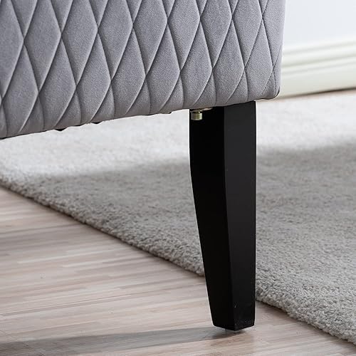 Miniatura 7 de Sillas copetudas de tela gris para comedor y sala de estar, acento acolchado, silla esquinera lateral de ala ancha de 23 pulgadas, asiento grueso,