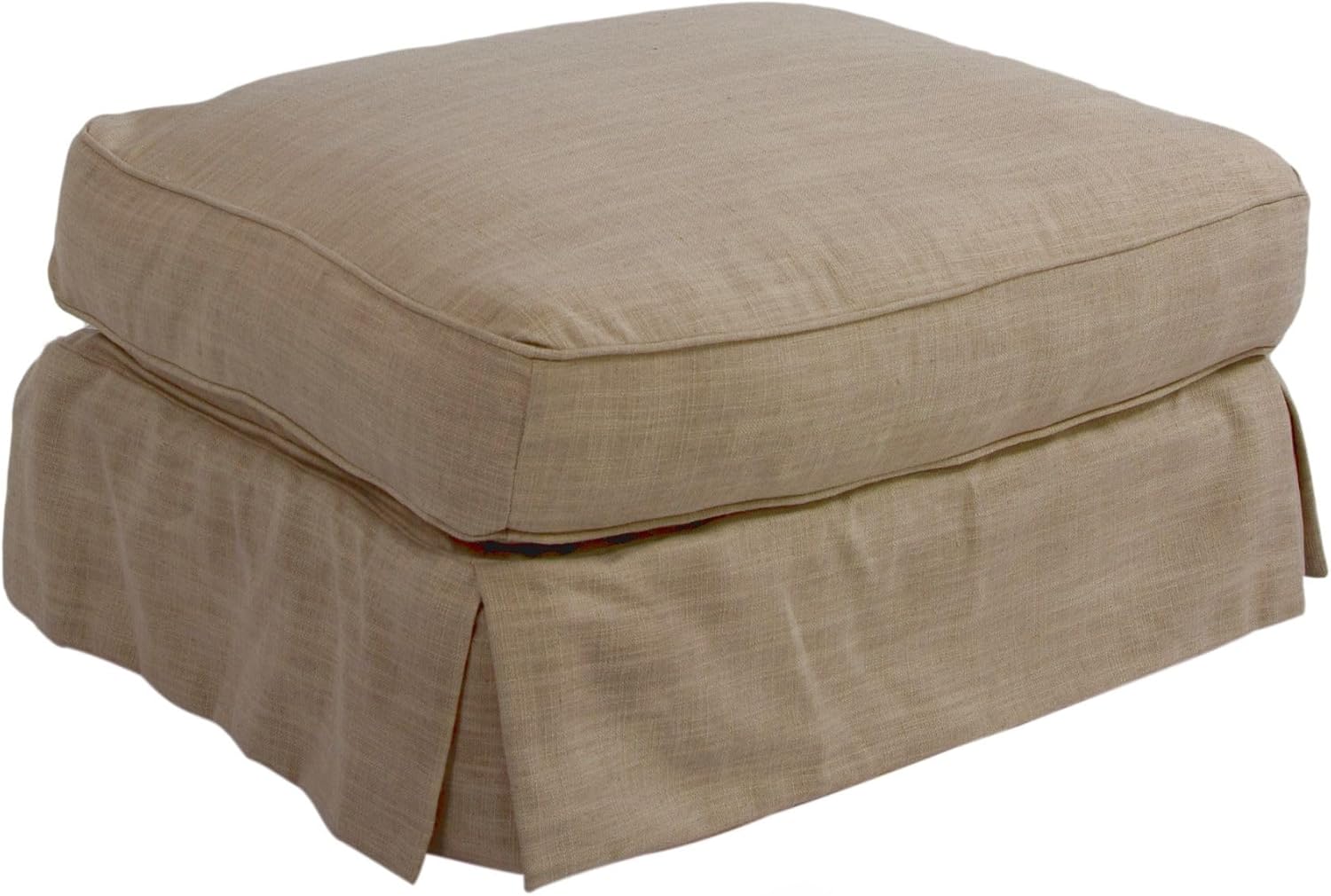 The Hamptons Collection Sunset Trading Americana Box Cushion Ottoman Slipcover - 33" - Brown