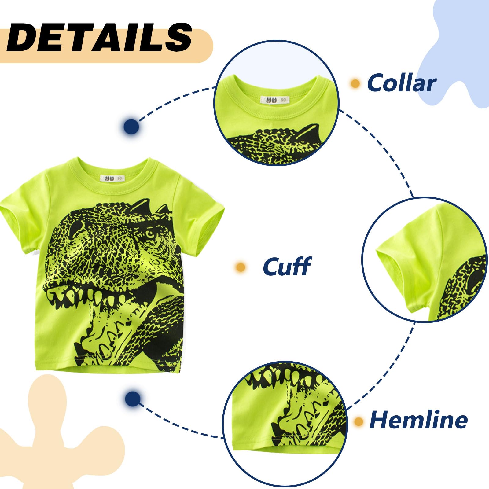 T-Shirt Bambino Maglietta a Maniche Corte Bambini Set di 3 Estate Cotone Escavatori Tshirt Magliette Bambino Ragazzo per 2-7 Anni