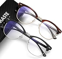 Vista 104 de Lentes Aomaste con bloqueo de luz azul, retro, con semi montura, UV400, lentes transparentes para computadora, unisex