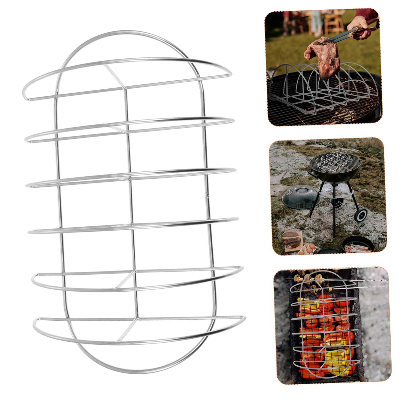 VICASKY 1 supporto a costine per grigliate, supporto per bistecca in metallo, per barbecue, accessorio portatile, perfetto per grigliare costole e carne, durevole e resistente al calore