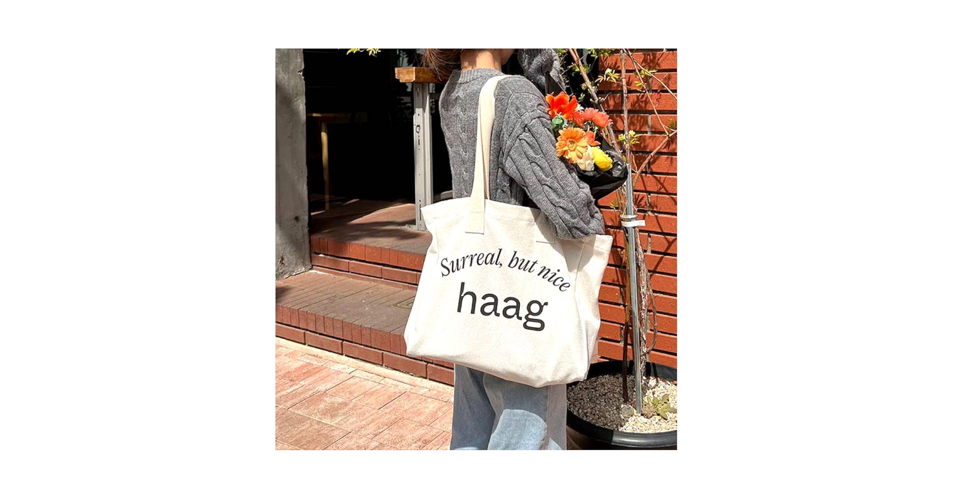 haag ヘイグ トートバッグ エコバッグ アイボリー haag ヘイグ トートバッグ エコバッグ アイボリー haag ヘイグ