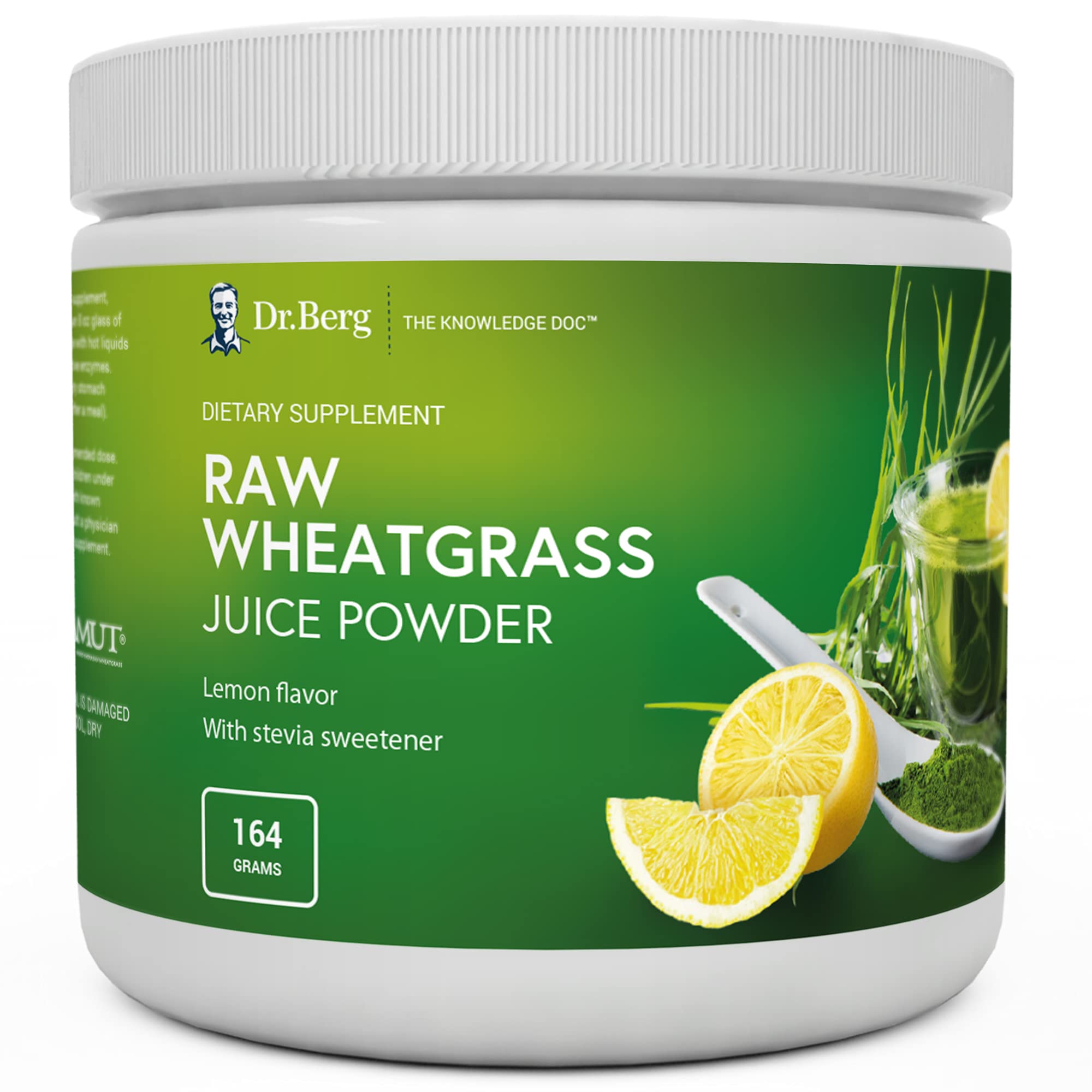 Dr. Berg's Raw Wheatgrass Juice Powder, Lemon Flavor w/ Stevia