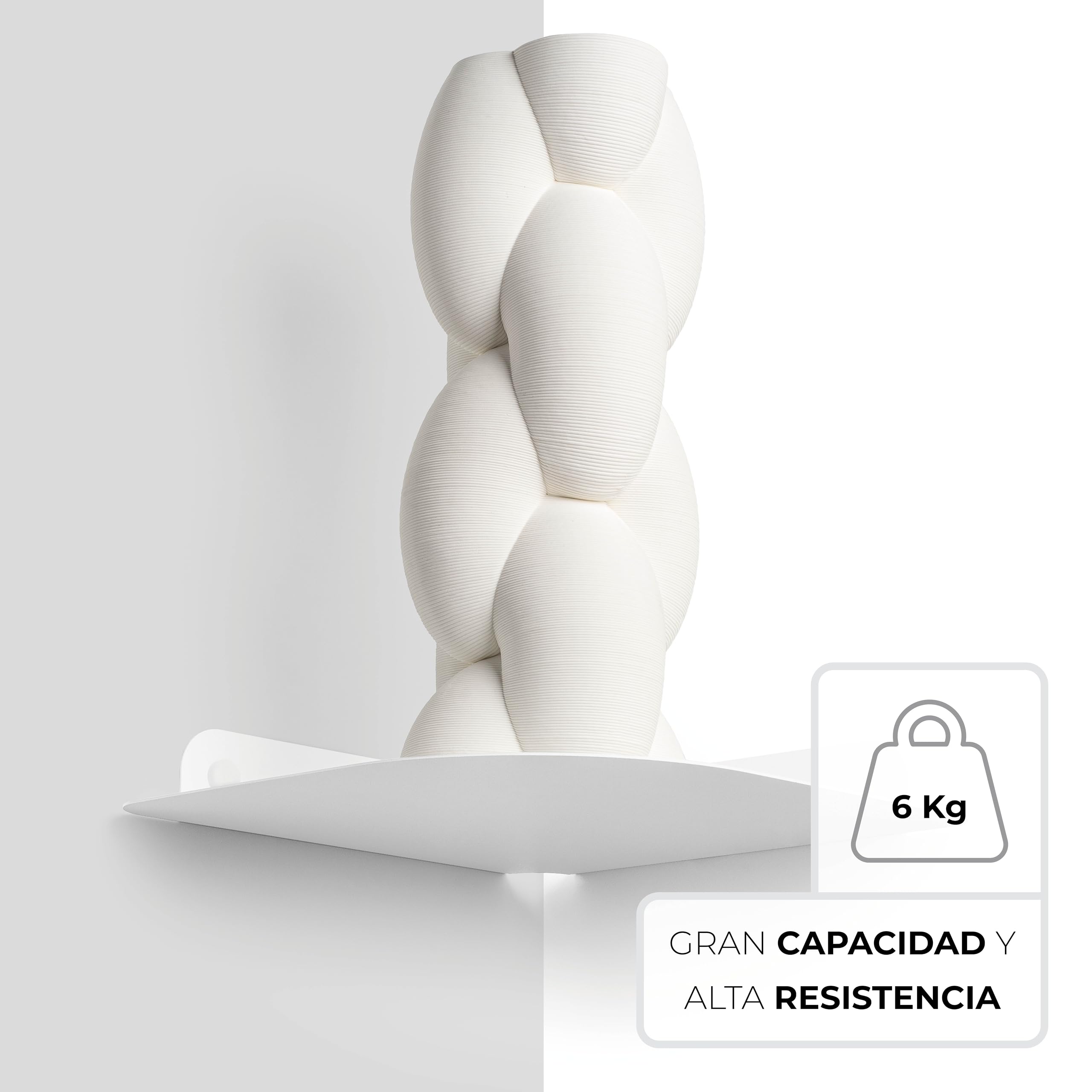 Balda esquinera metálica Flotante de Pared para salón, Cocina, baño y Entrada • Estantería de Esquina Invisible para Plantas y Libros • Repisa rinconera de Metal Minimalista para recibidor