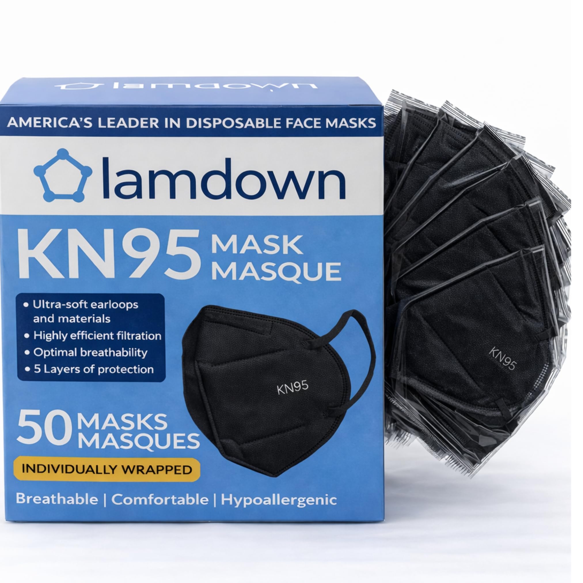 Lamdown KN95 50-Pack Black Mask
