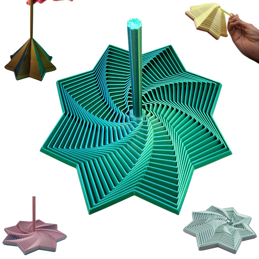 Fidget Star 3D Printed - Satisfying Articulated Sensory Toy for Stress Relief, Perfect Desk Toy & Gift Idea (Green & Blue)