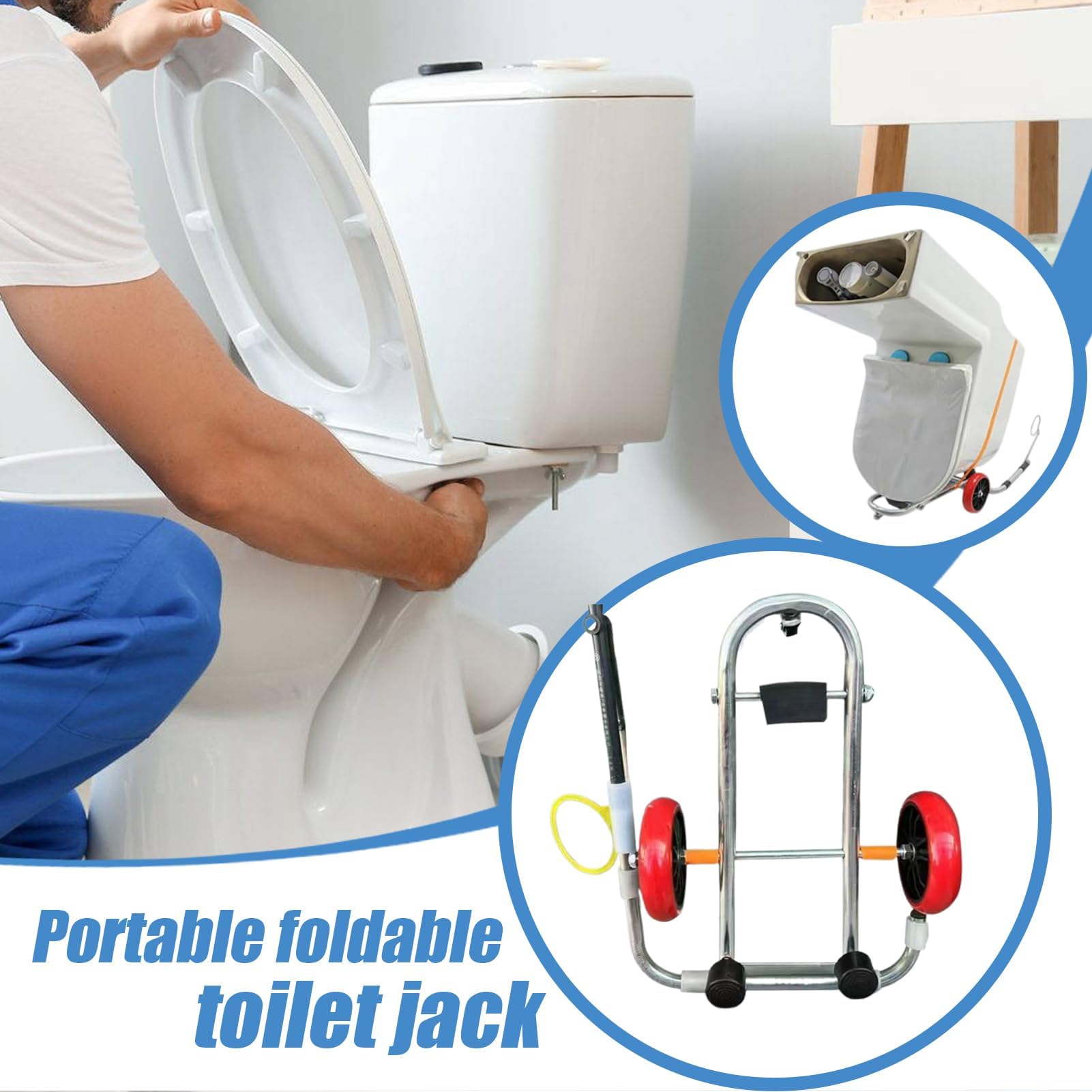 Herramienta de elevación de inodoro resistente de 46 cm - Carro de instalación plegable para reparación de baño | le Supply para fontaneros y proyectos de baño de bricolaje