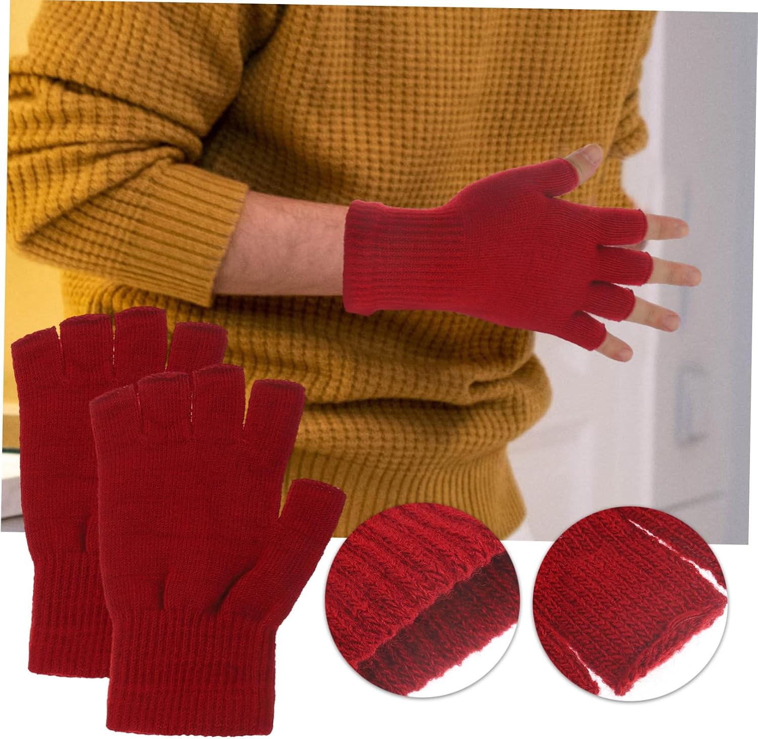 4Pairs Fingerless Knit Gloves for Women Winter Outdoor Warm Mittens Wine Comfortable Durable for Riding Hiking and