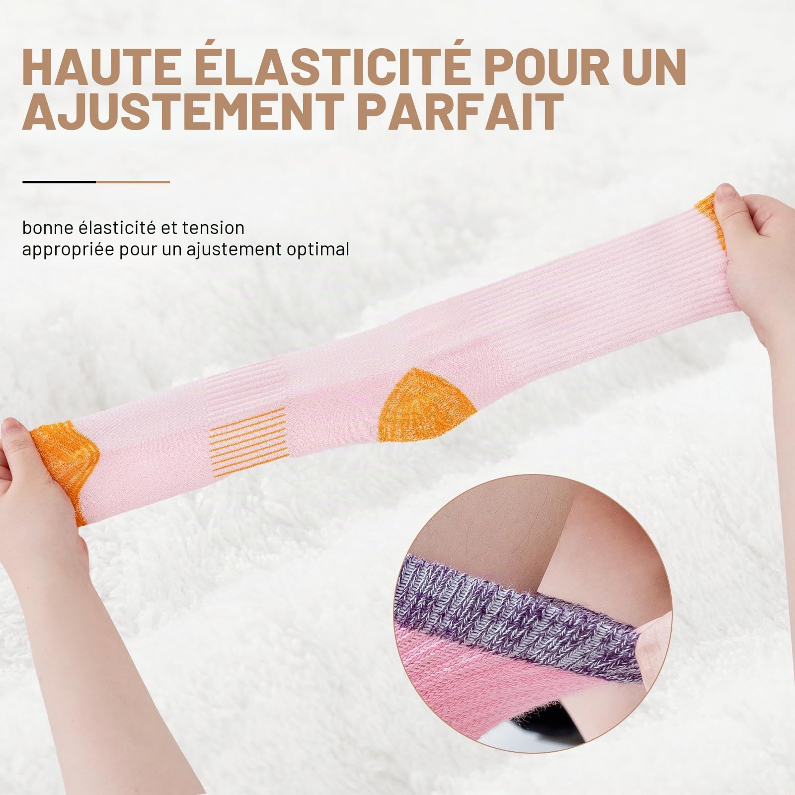 Chaussettes Femme 39-42 35-38, Chaussettes Femme Sport Respirantes Rembourrage Chaudes Coton Randonnée，Extérieur Anti-ampoules Épaisses Bottes Chaussettes de Courir Femme Multicolore 6 Paires