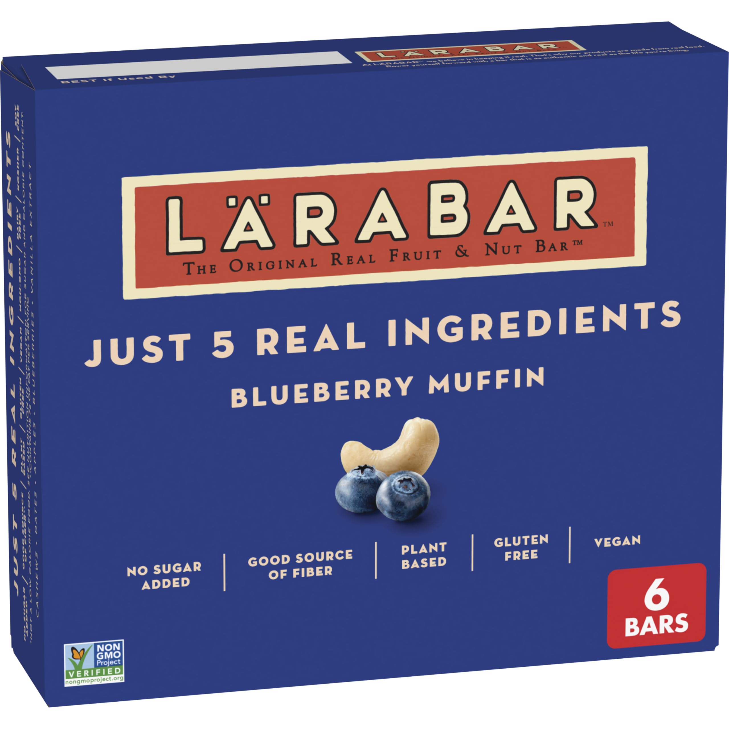Larabar Blueberry Muffin Fruit and Nut Bars, Gluten Free and Vegan, 9.6 oz, 6 Ct