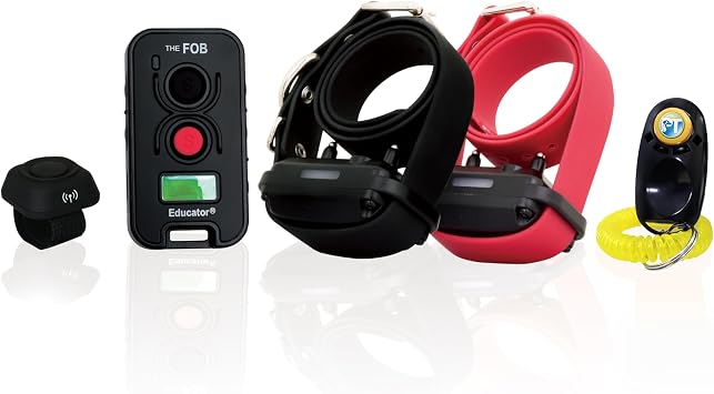 E-Collar Technologies FOB Educator Remote Dog Training Collar, Hands-Free Button for Small Medium Large Dogs, Waterproof, Rechargeable FE-582B