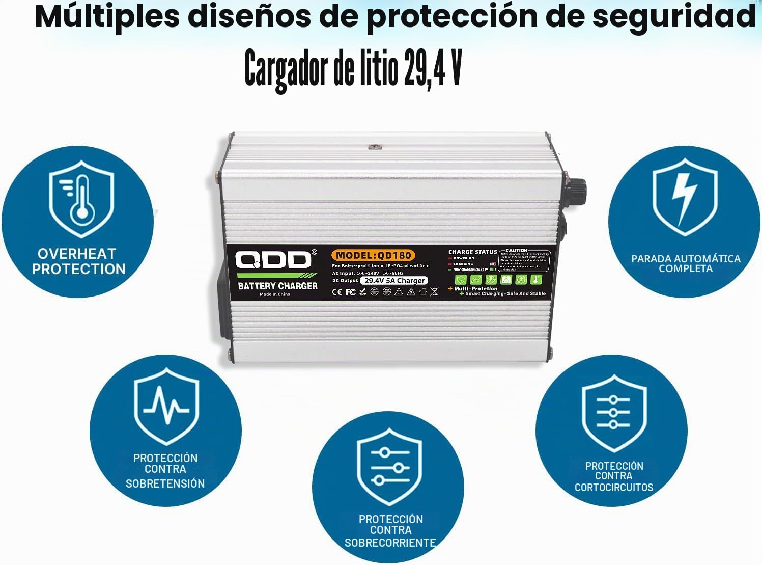 QDD - Adaptador de corriente (29,4 V, 5 A, para bicicleta eléctrica, Scooter de movilidad, cargador de batería de litio, 24 V, 25,9 V, conector XLR de 3 pines