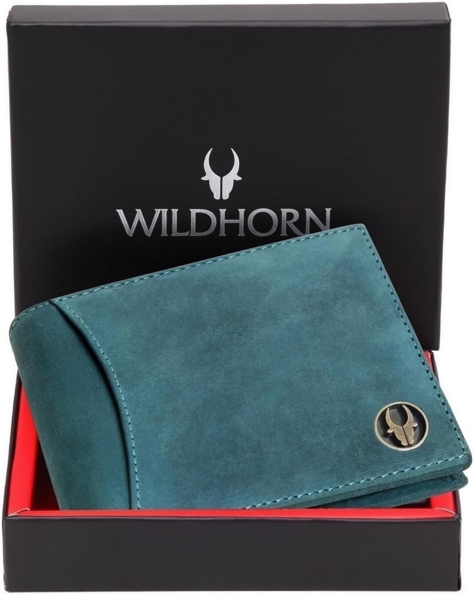 Rfid Protected Leather Wallet For Men, Blue Hunter