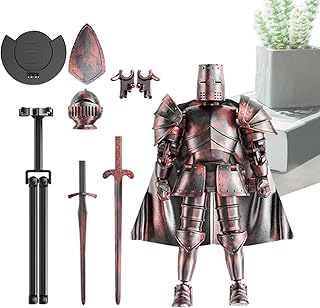 Figura medieval de acción medieval, figuras de acción medievales - robot de cuerpo entero figura medieval, estatua flexible con cabeza giratoria de 360 grados para mesa de comedor