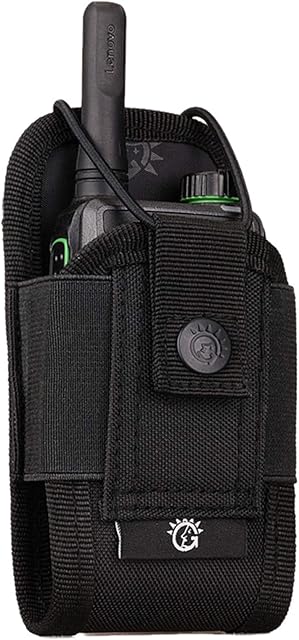 Selighting Tactical Interphone Pouch - Adjustable Short Radio Holder Military Radio Holster Hunting Intercom Bag (Black)