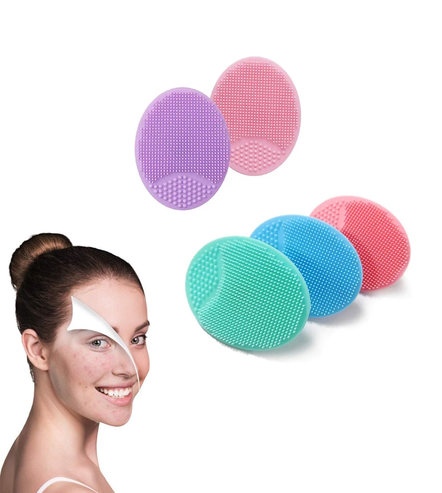 Giffy Skin Care Scrubber Beauty Soft Bristle Blackhead Remover Silicone Face Cleansing Facial Deep Pore Exfoliator Brush Clear and Radiant Skin Skin Care Brush for Women Multicolor (Pack of 6)