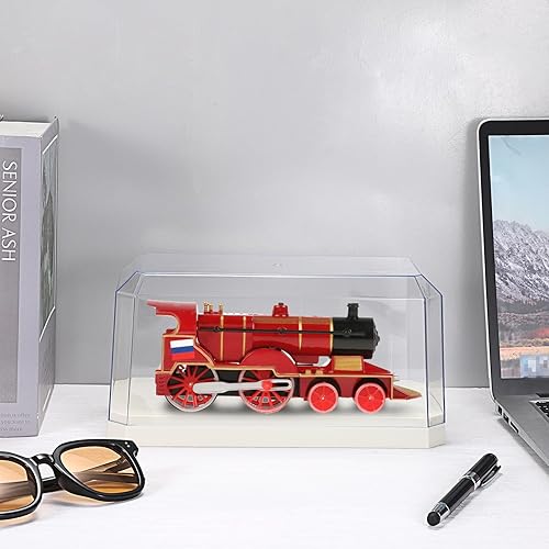 Miniatura 2 de Hipiwe Vitrina de exhibición a prueba de polvo, modelo de coches, escaparate rectangular coleccionable, caja de exhibición con base beige, vitrina