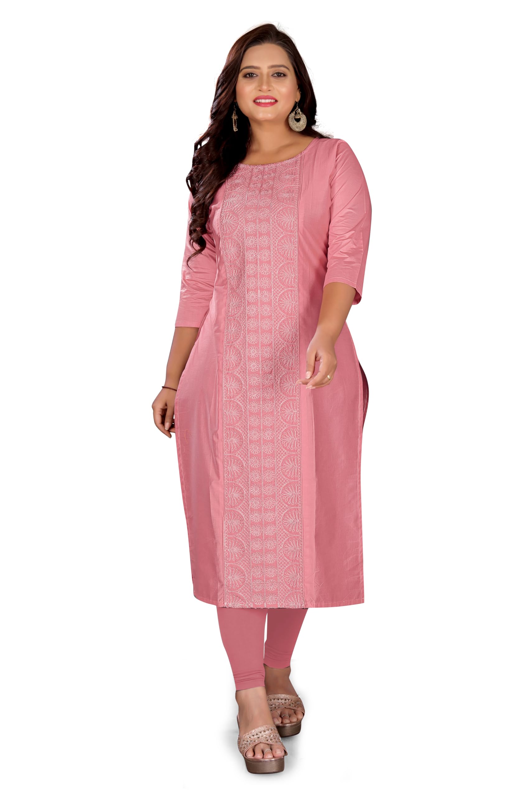 Women's Chanderi Cotton Embroidered Kurti-image-41