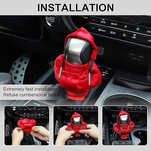 Miniatura 4 de Funda para palanca de cambios de automóvil, diseño de suéter de moda, funda de perilla de palanca de cambios automática, bonito diseño de sudadera