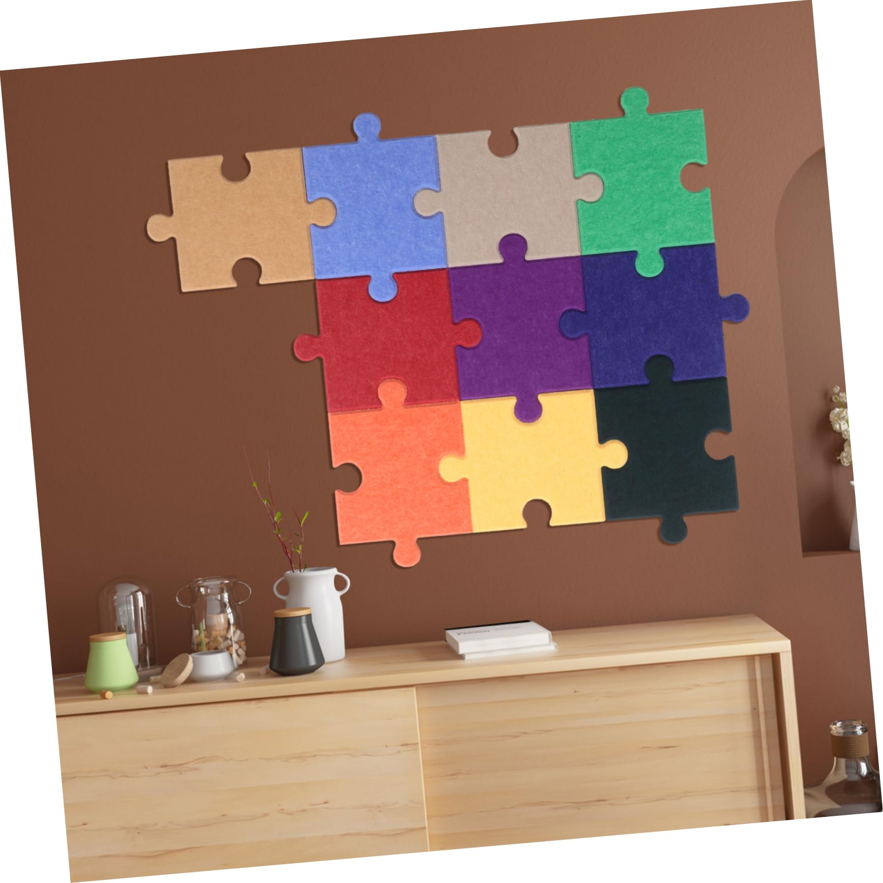 Hemobllo 10 Selbstklebende Filzplatten im Kreativen Puzzle Design aus Polyester für Vielseitige Wanddeko im Kinderzimmer und Büro Wandpolster Wandaufkleber Satz