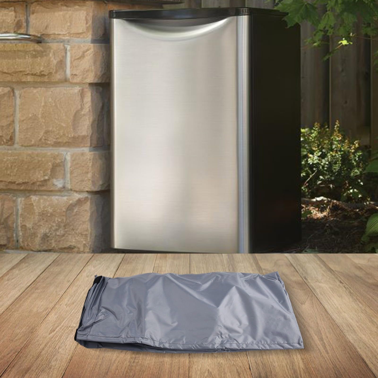 Cubierta para congelador para exterior, impermeable, 210D de tela Oxford, apta para nevera de 7,0 pies cúbicos, doble apertura, orificios de ventilación (gris 55,88 x 63,5 x 85,09 cm)